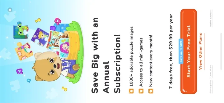 Puzzle Games for Kids 2-6 year paywall screenshot