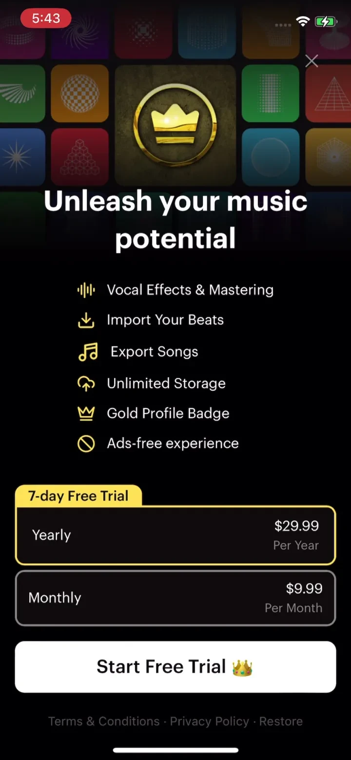 Rapchat: Music Maker Studio paywall screenshot