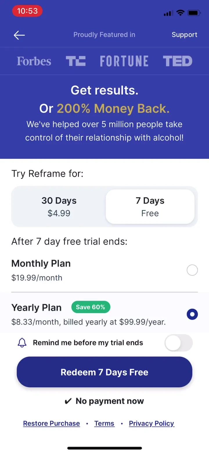 Reframe: Drink Less &amp; Thrive screenshot 3