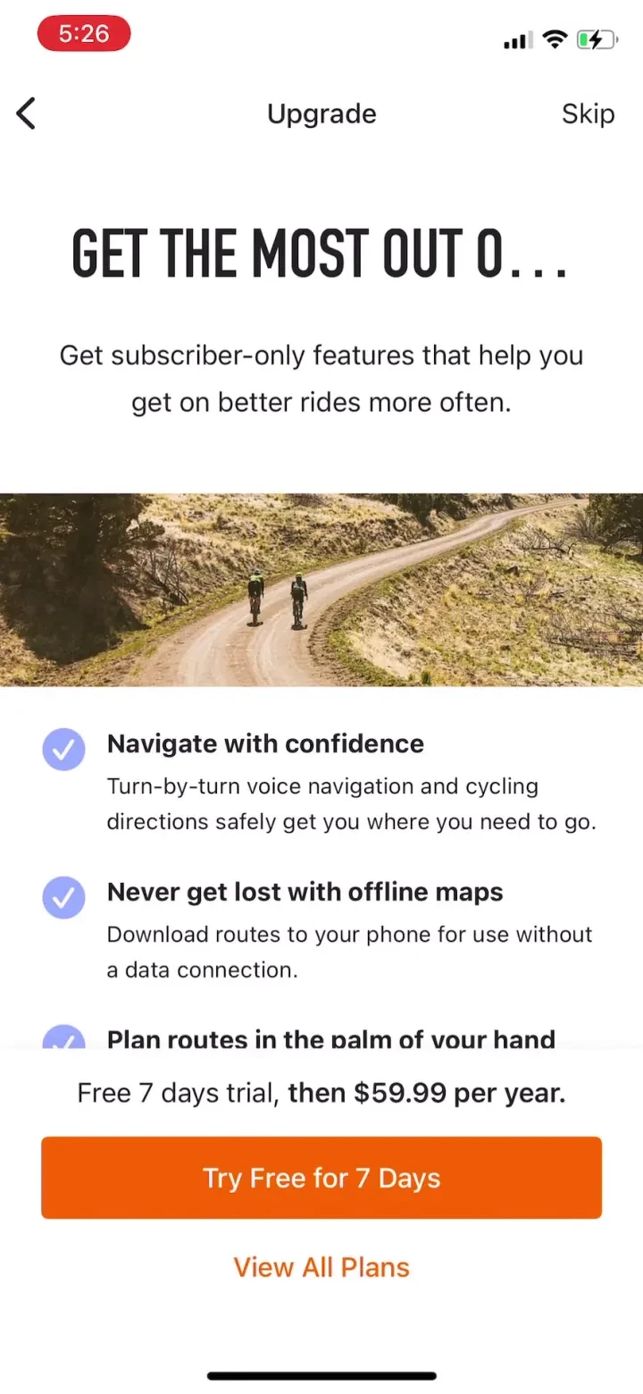 Ride with GPS: Bike Navigation paywall screenshot
