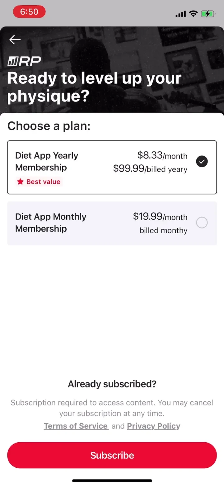 RP Diet Coach & Planner paywall screenshot