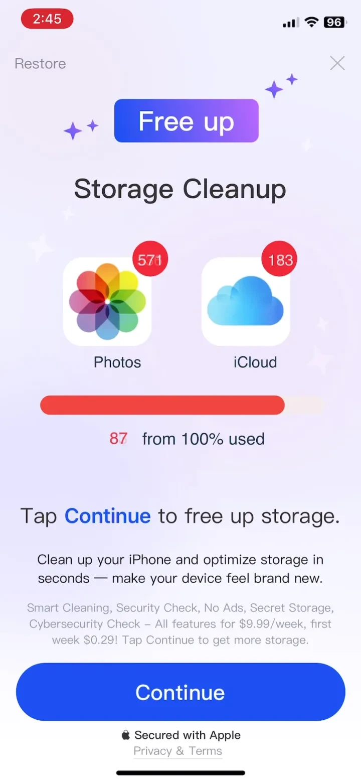 Secure Cleaner: Utility paywall screenshot