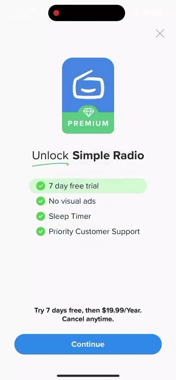 Simple Radio - FM AM Stations paywall screenshot