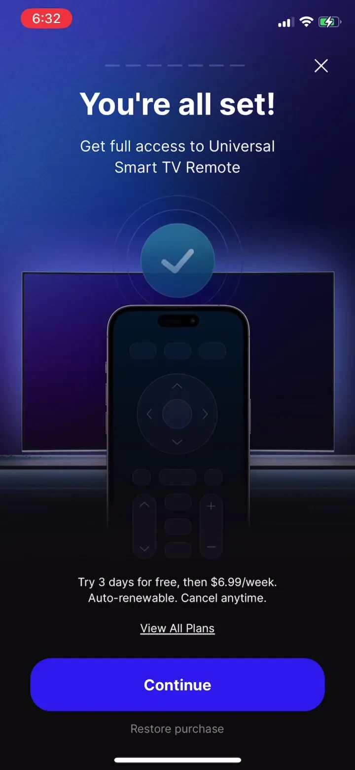 Universal TV Remote Control・ paywall screenshot
