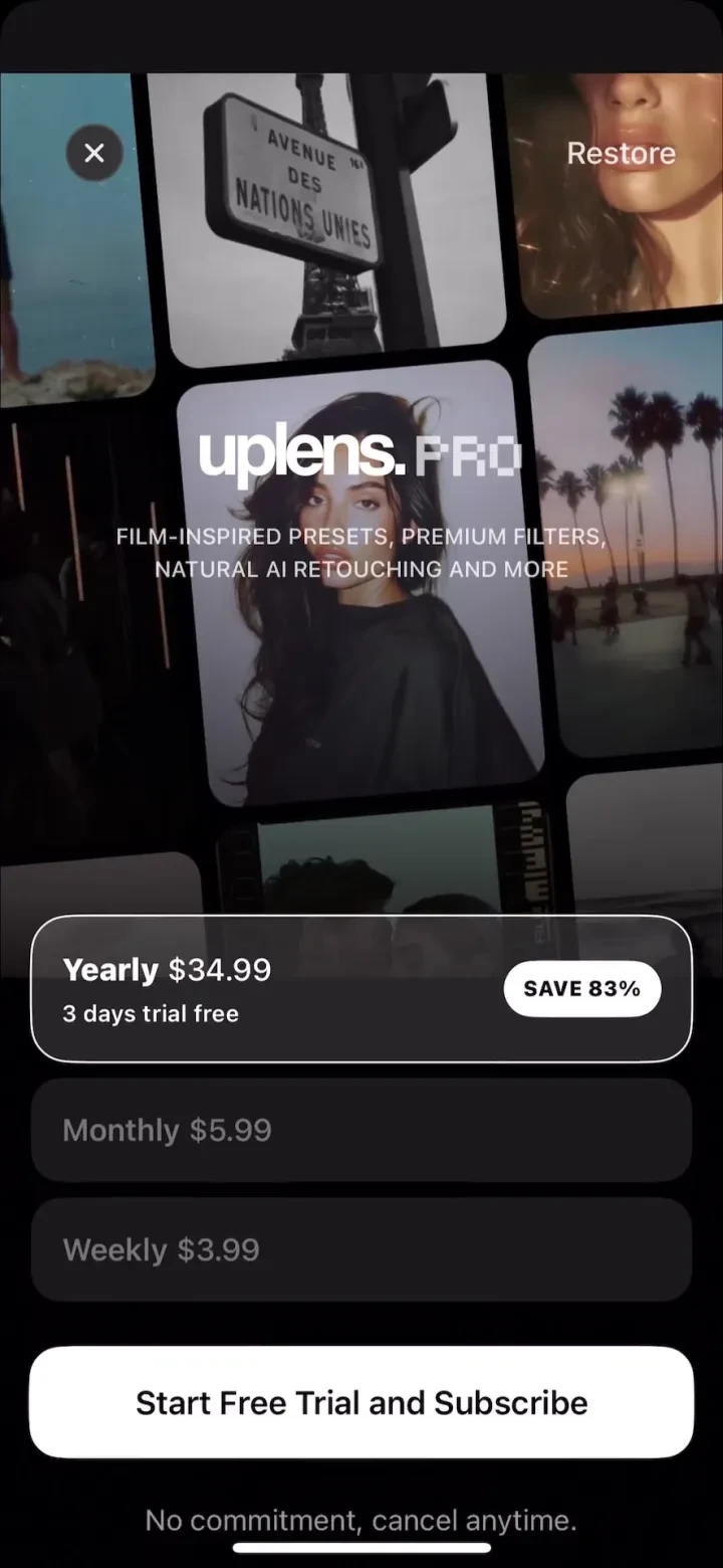 Uplens: Photo & Video Editor paywall screenshot