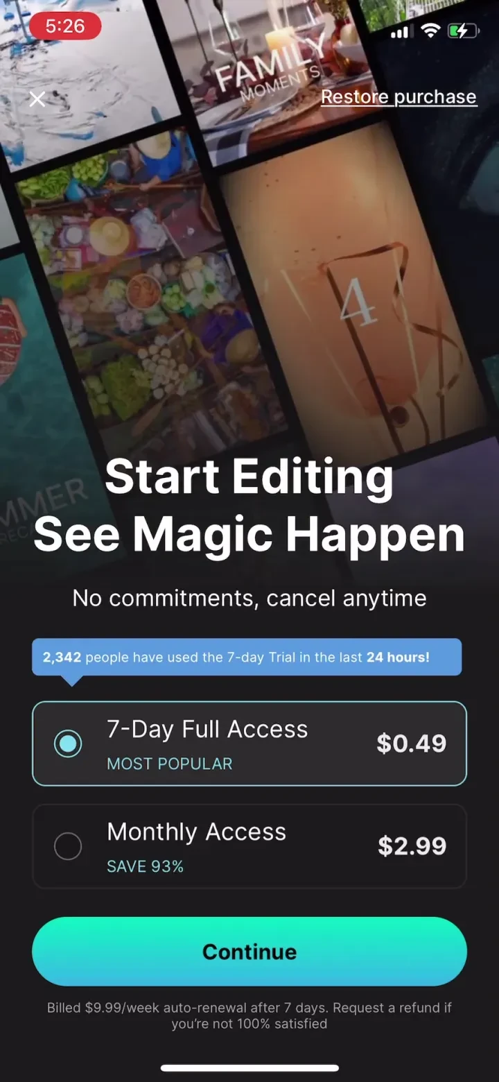 Video Up! Video Editor & Maker paywall screenshot