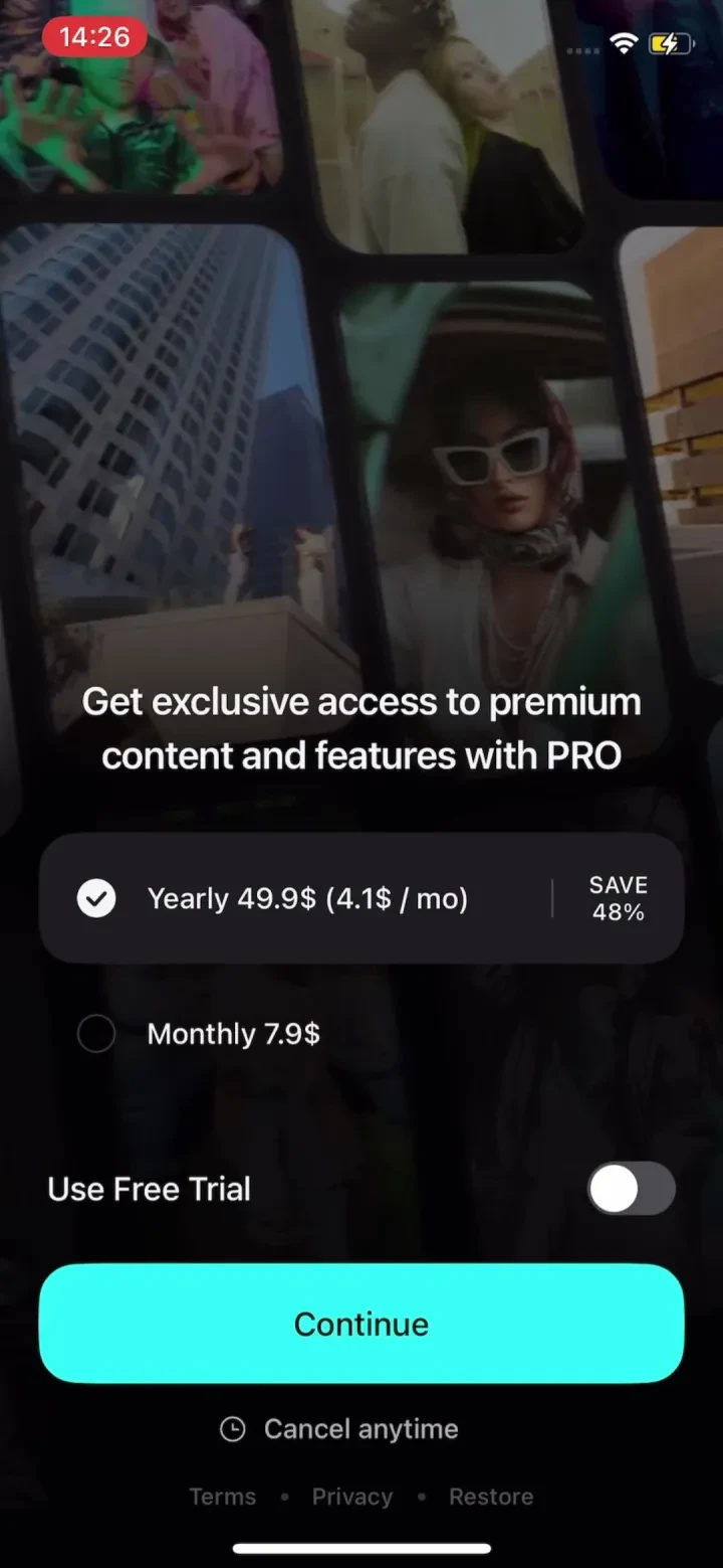 Vids AI - Reels Video Editor paywall screenshot