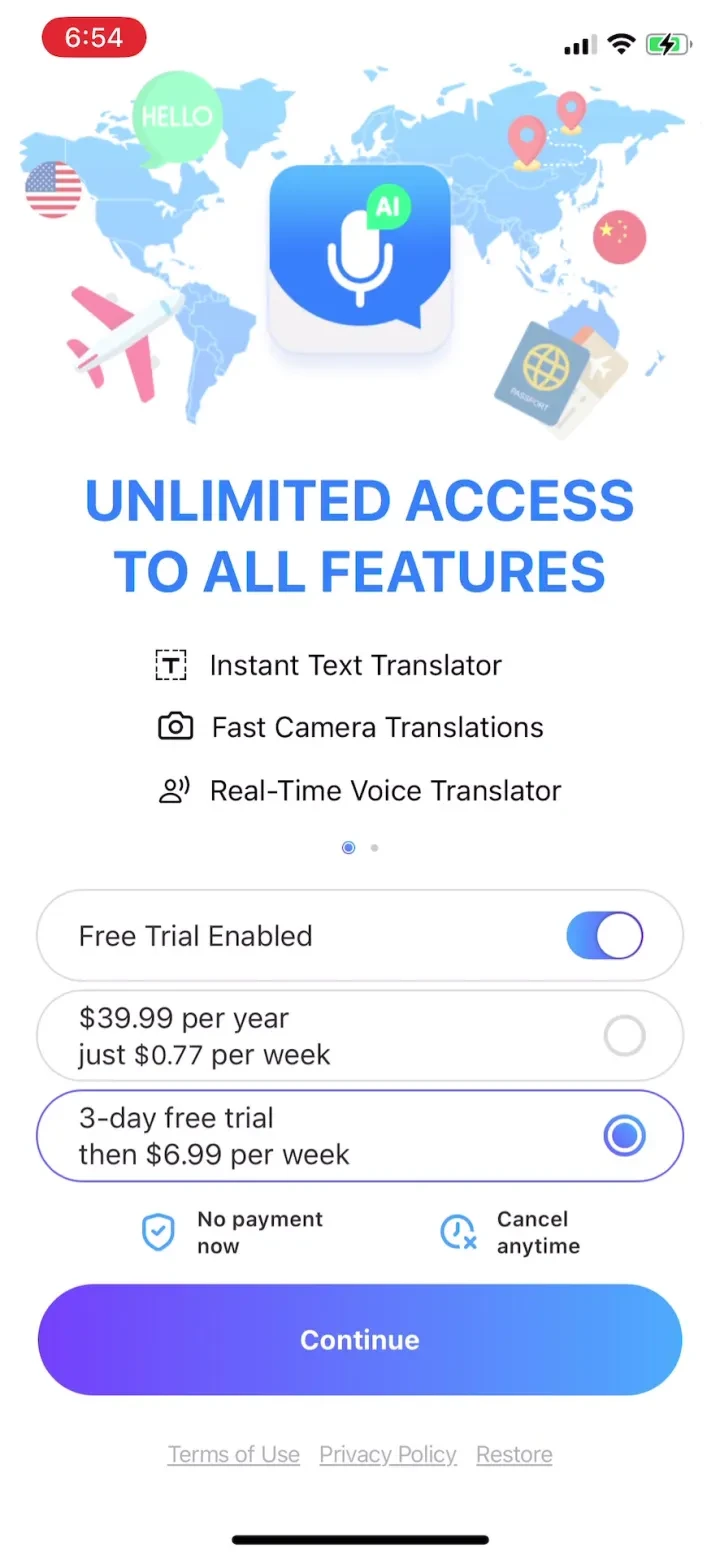 Voice Translator: AI Translate paywall screenshot