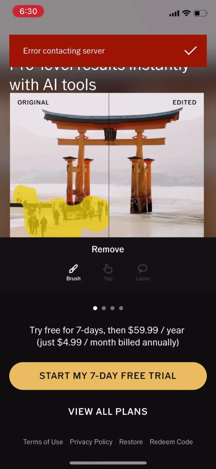 VSCO: Photo & Video Editor paywall screenshot